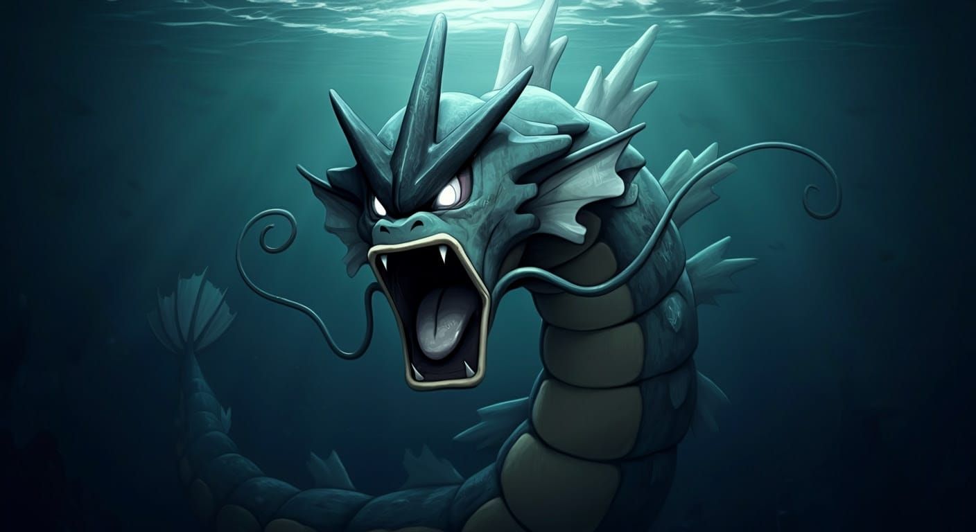 Ancient Gyarados Abomination in Dark Ocean Abyss