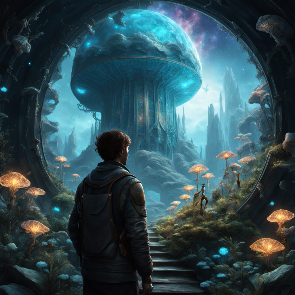 Botanist in Crystal Observatory on Drifting Asteroid