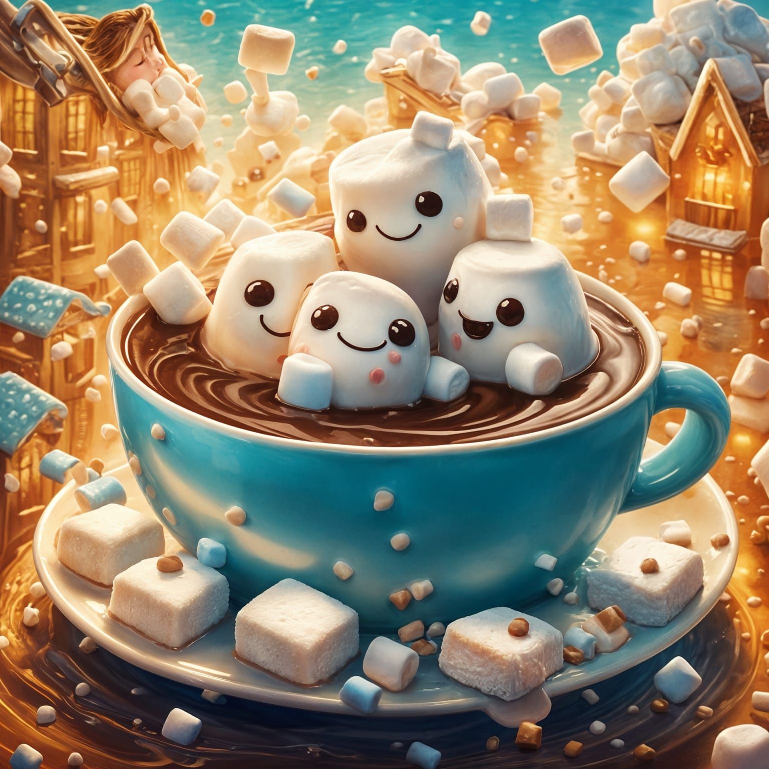 Marshmallow Pool Party in Hot Chocolate
