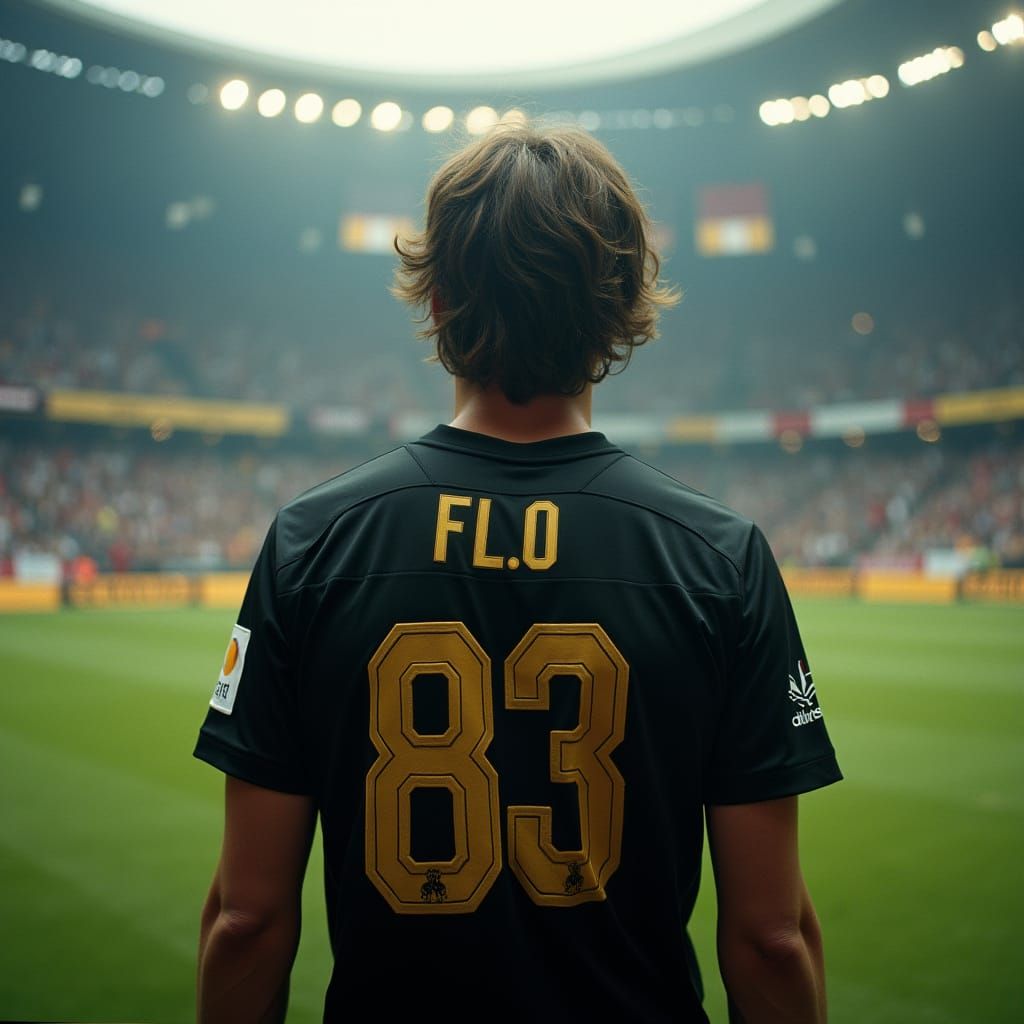 Epic Soccer Player in Stadium, Cinematic Film Still