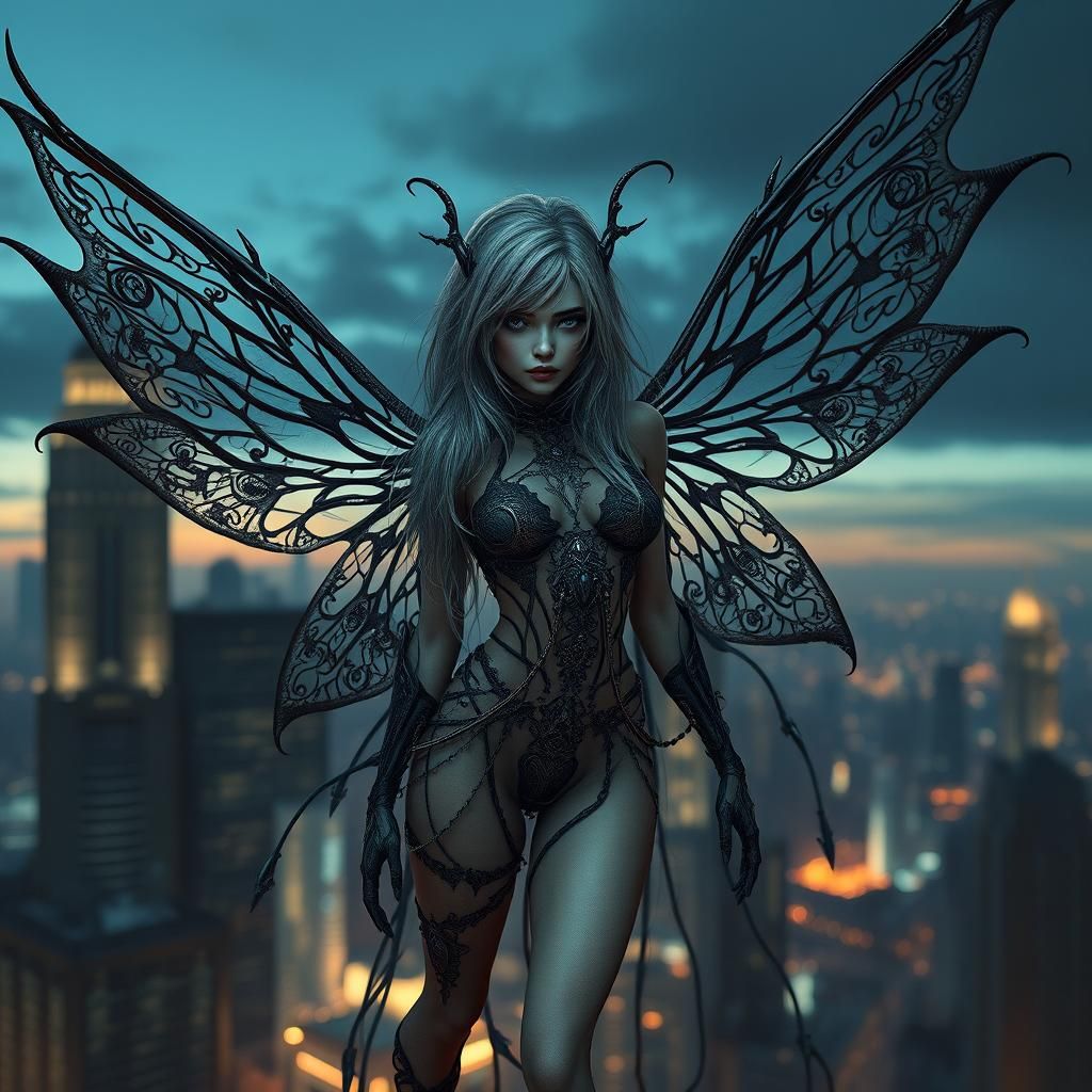 Dystopian Elemental Pixie with Mechanical Wings