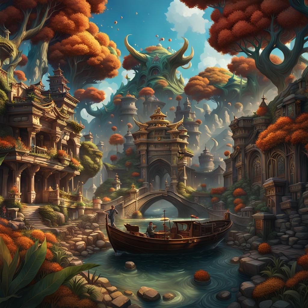 Fantastical Matte Painting in Deep Color, 8K