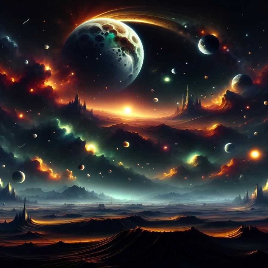 Starry Night Over Lunar Plain in 3D