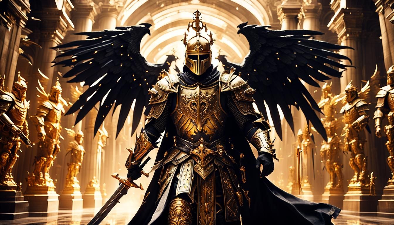 God King Templar Knight in Baroque Hallway