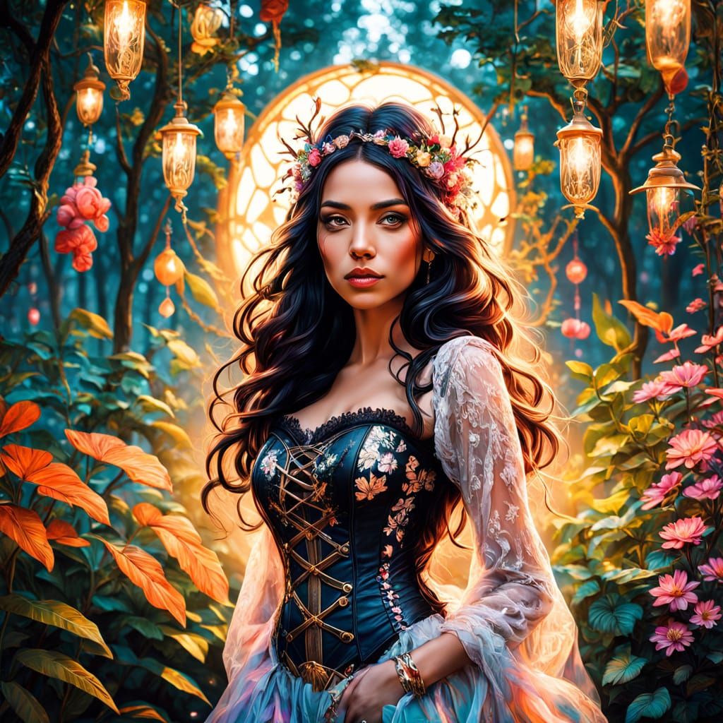 Enchanting Whimsical Fantasy Portrait in Pastel Hues