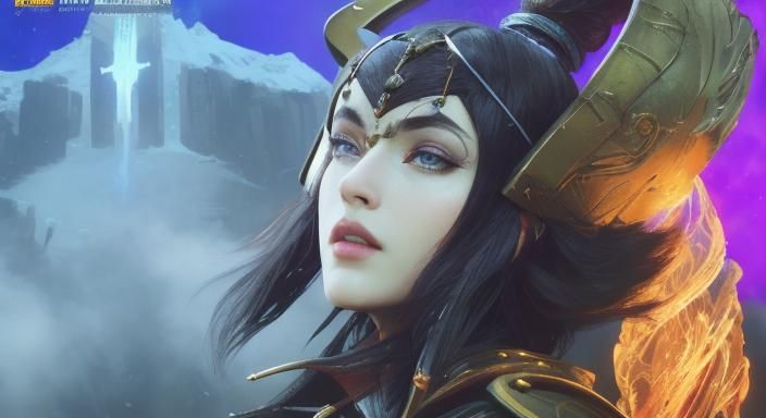 Warrior in Neon: A Digital Painting in Zawadzki Style