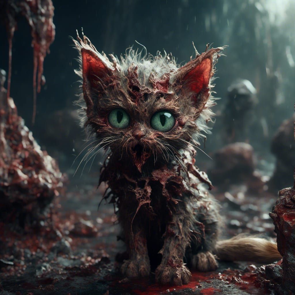Zombie Kitten's Brain Quest: Macabre Matte Painting