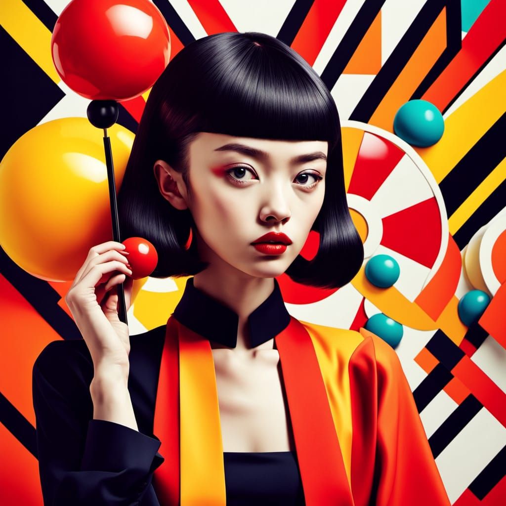 Tense Stare Down in Geometric Bauhaus Style