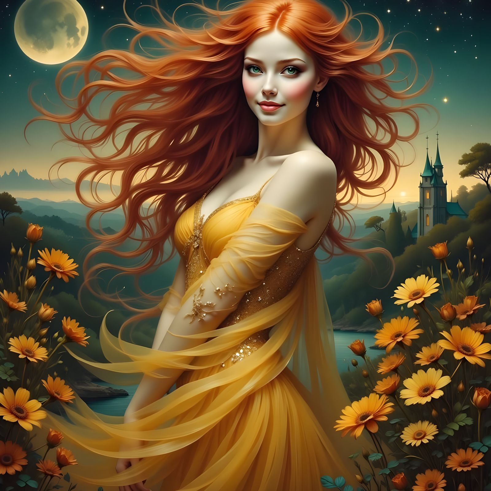 Mysterious Norse Goddess Under Waxing Moon