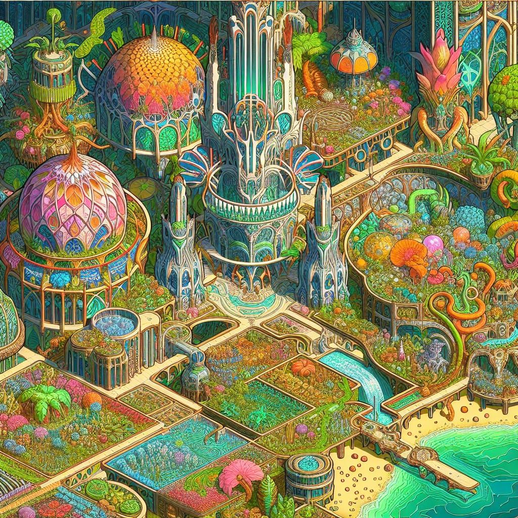 map of an alien garden farm city