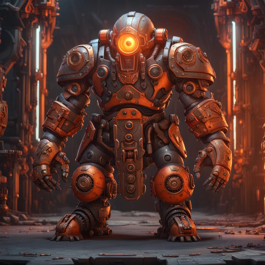 Dwarf Cyborg in Cyberpunk Fantasy Style