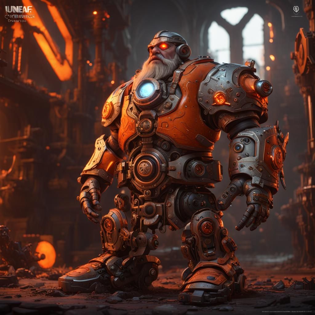Fantasy Dwarf Cyborg with Cybernetic Eye