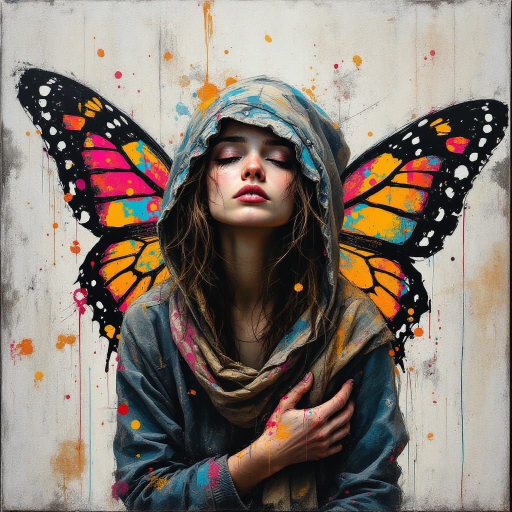 Neo-Expressionist art; unique, raw, and expressive style of painting; combines elements of street art, spraypaint graffi...