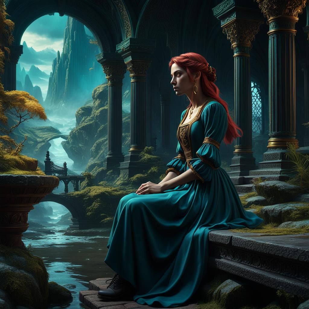 Girl Lost in Thought: Fantastical Matte Painting