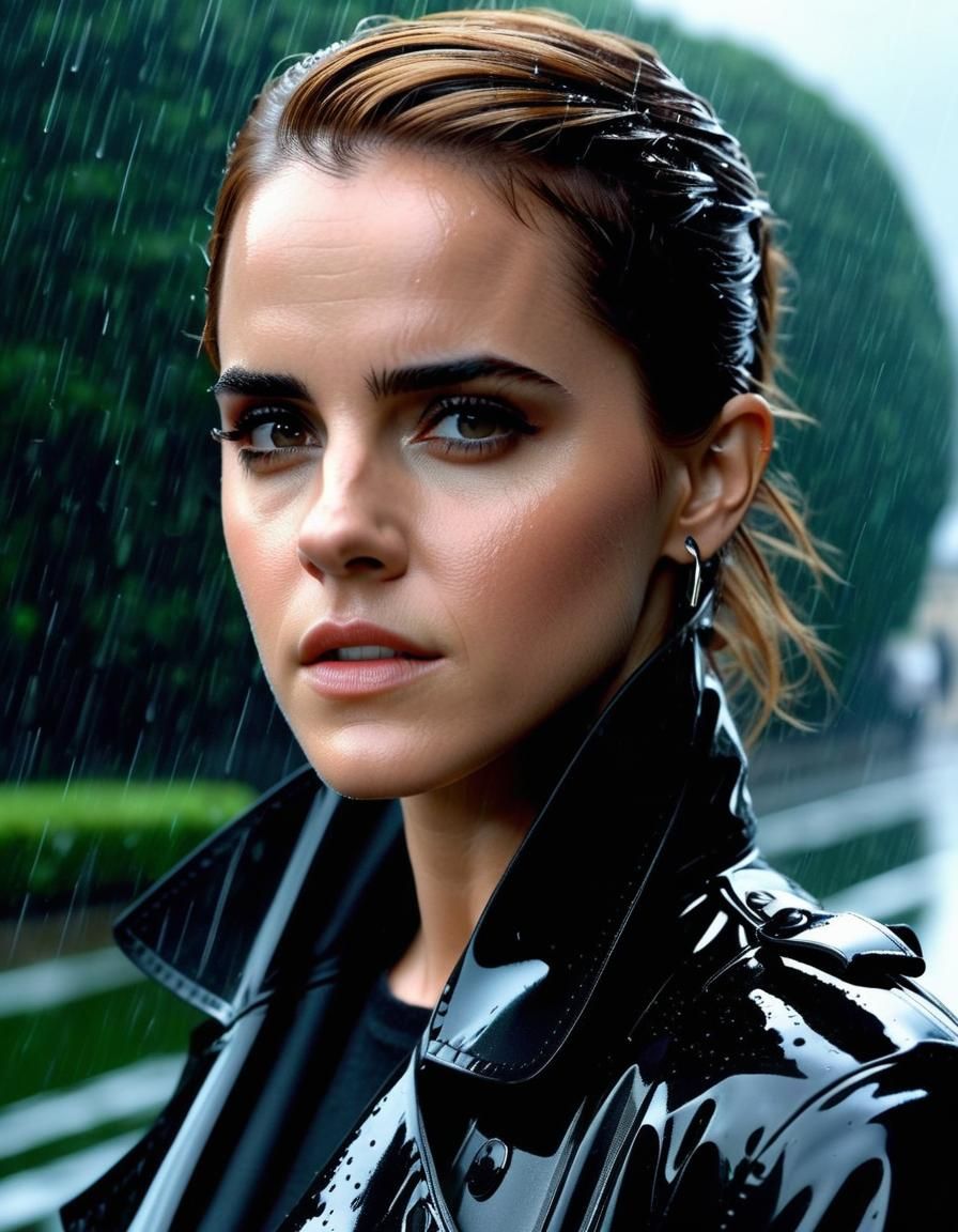 Ultrarealistic Photo of Woman in Paris Rain