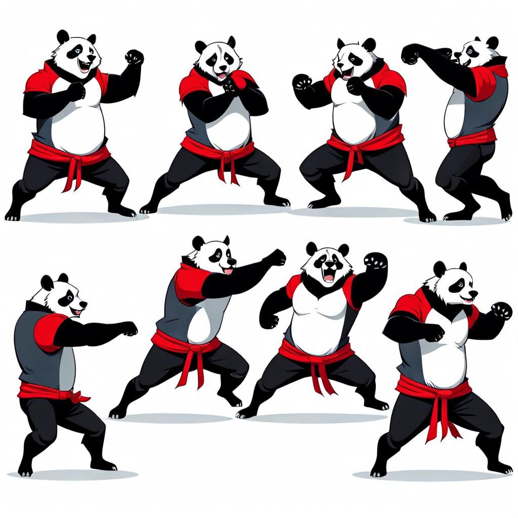Panda-Hyena Hybrid Animation Sheet for Fighting Game