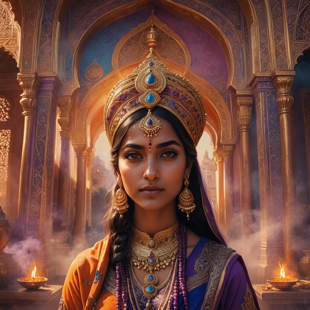 Sikh Girl Portrait with Golden Accents