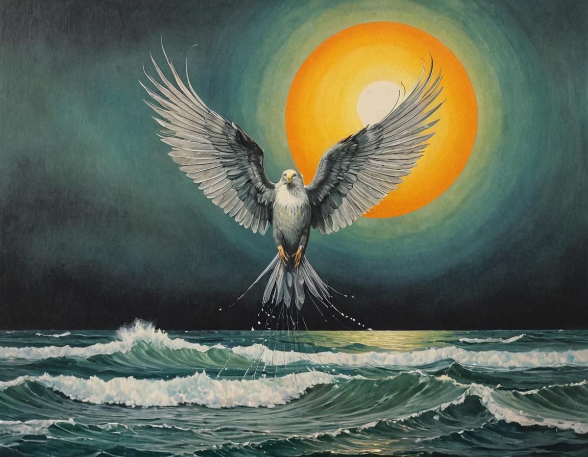 Surrealist Painting in Layered Composition