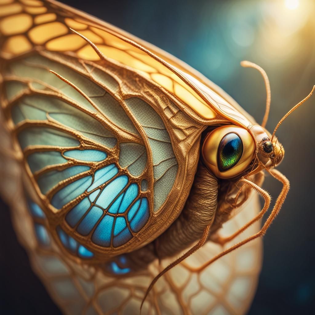 Alien Butterfly Emerges: Hyperrealistic Fantasy Macro