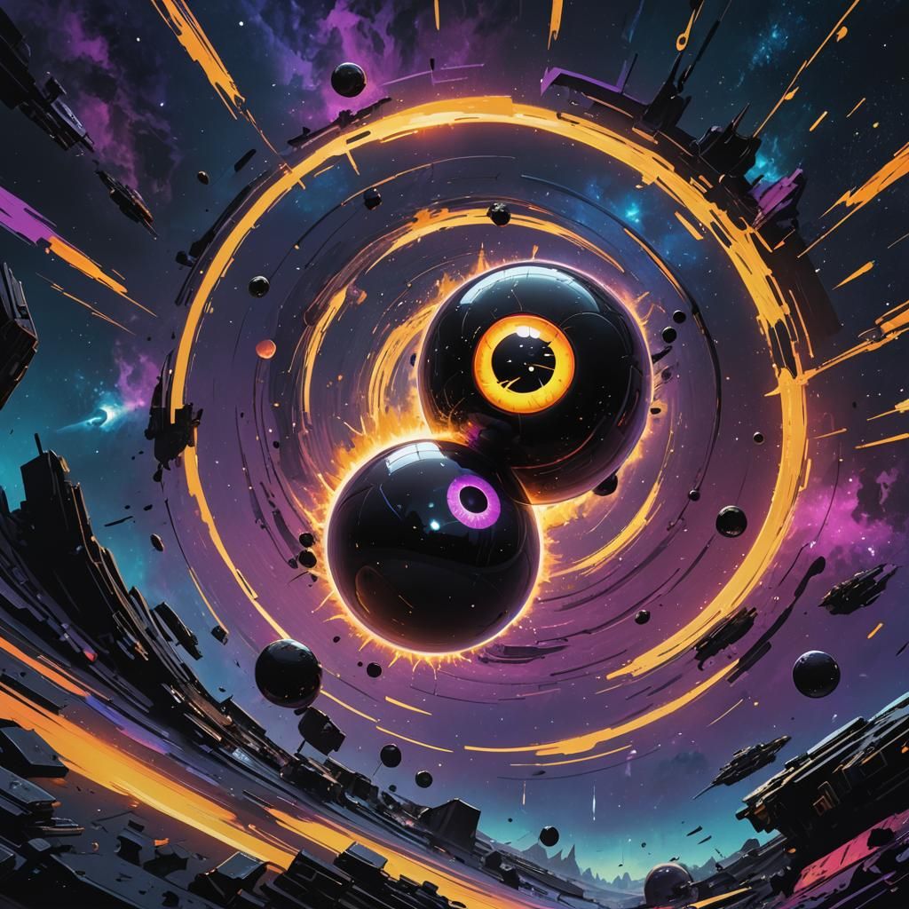 Black Eight Ball Collision: Sci-Fi Concept Art