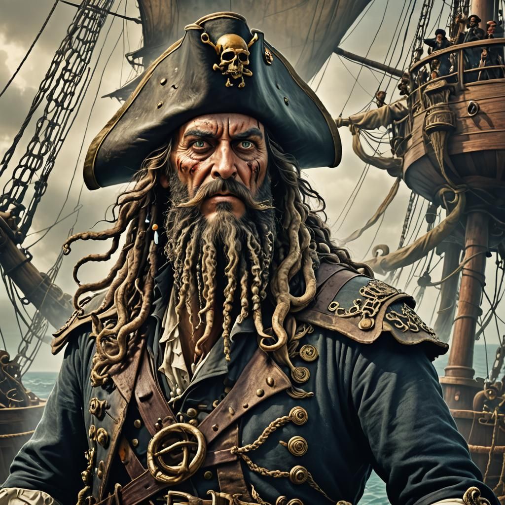 Pirate Captain Davey Jones on the Flying Dutchman