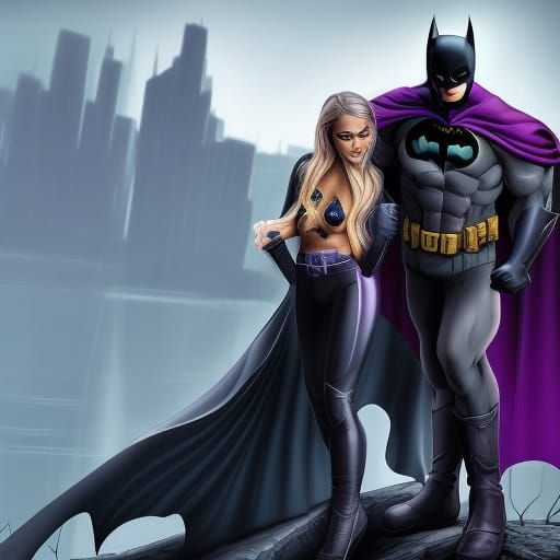 Batman and Stephanie Brown Romance: Detailed Matte Painting