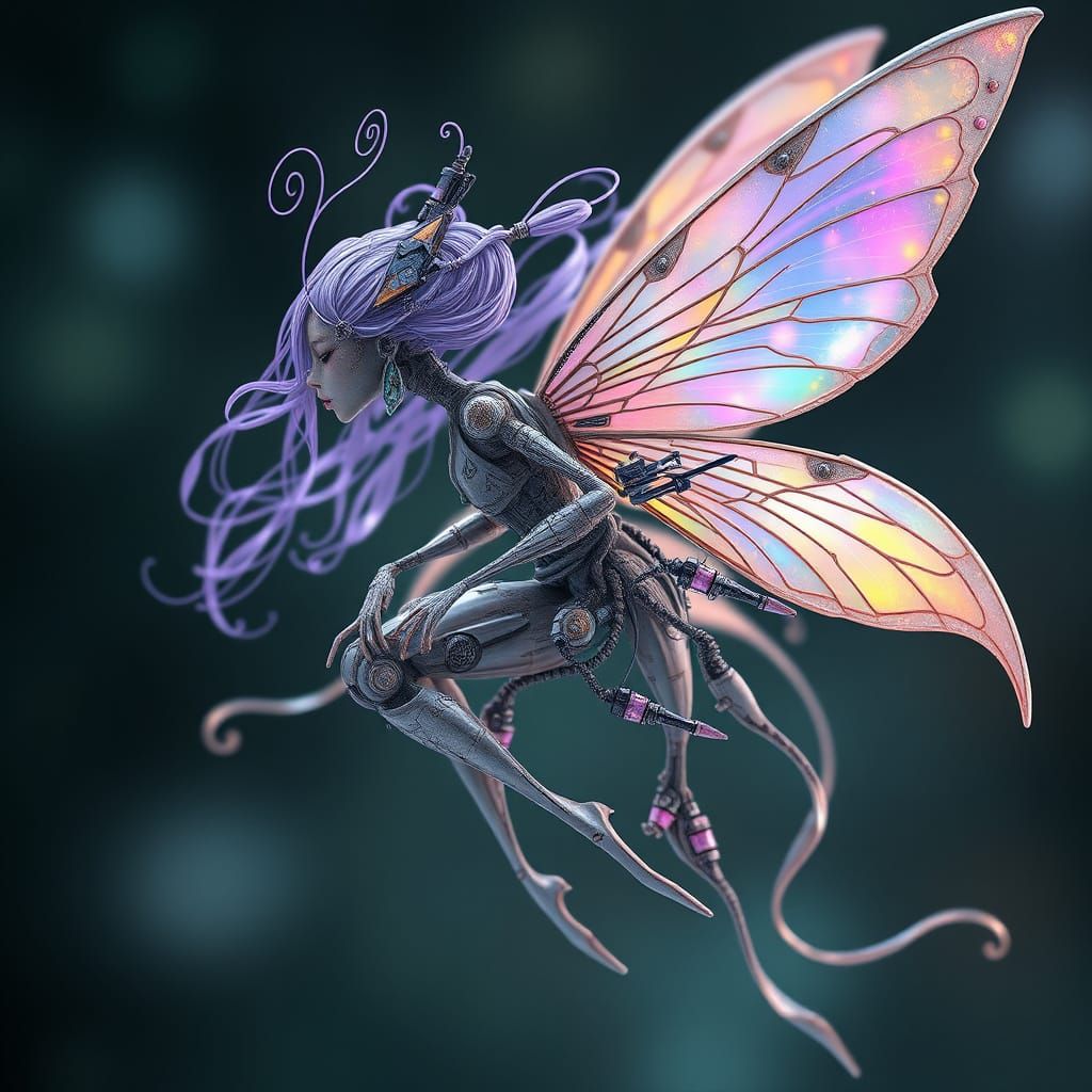 Ethereal Starship Fairy in Cyberpunk Aesthetic