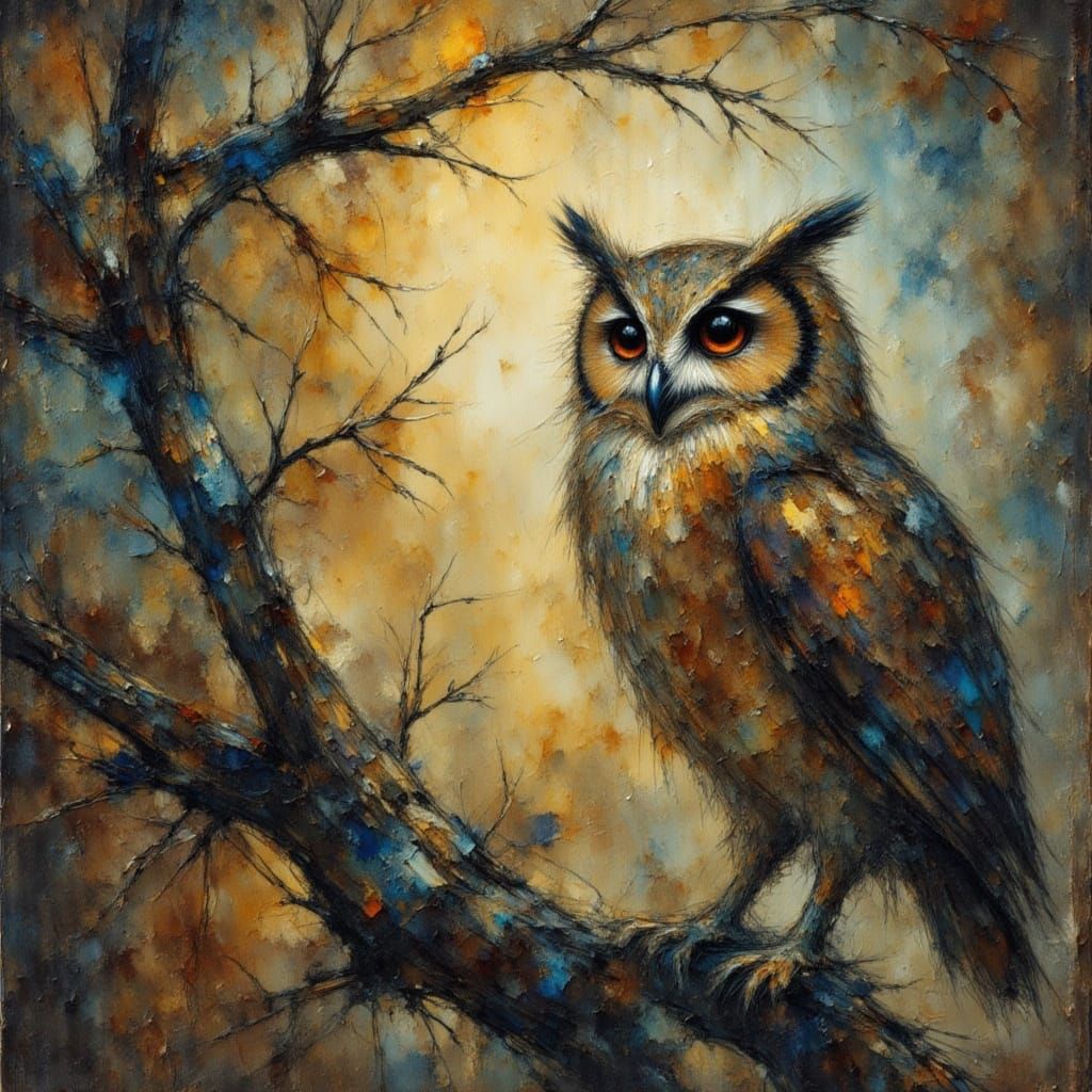 Earthy Owl with Unique Textures