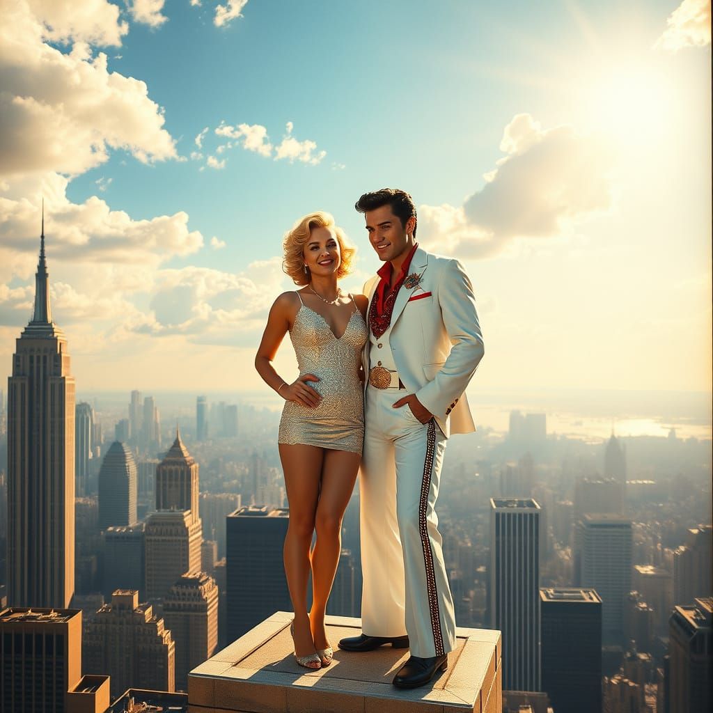 Marilyn Monroe and Elvis in Dreamy New York Rooftop Scene