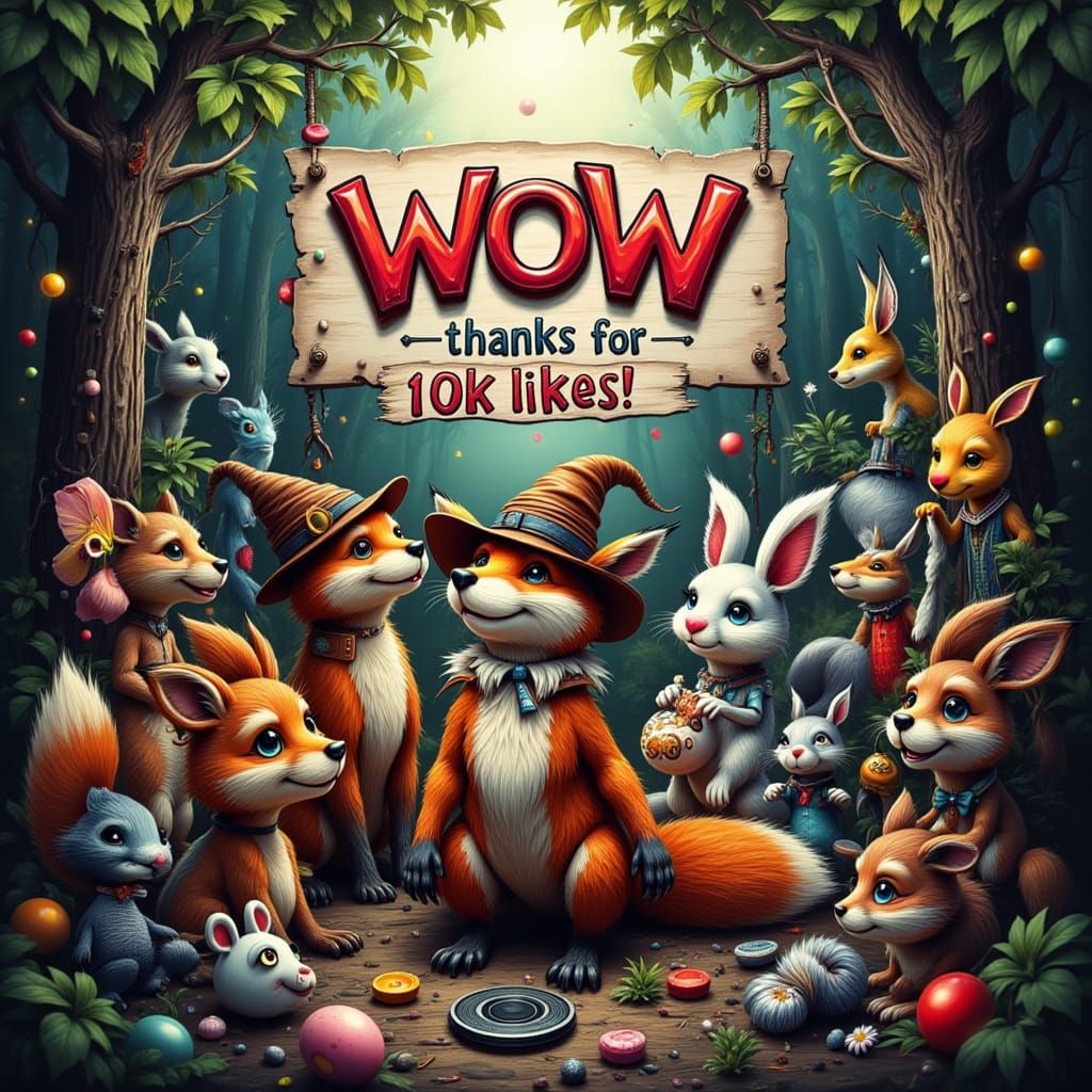 Vibrant Woodland Party with Whimsical Creatures