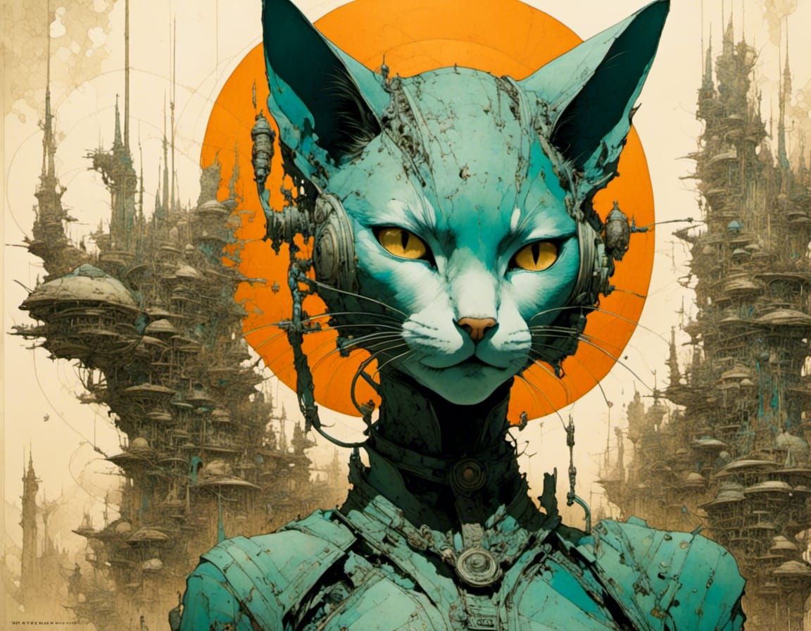 Savage Spy Cat in Desert Landscape