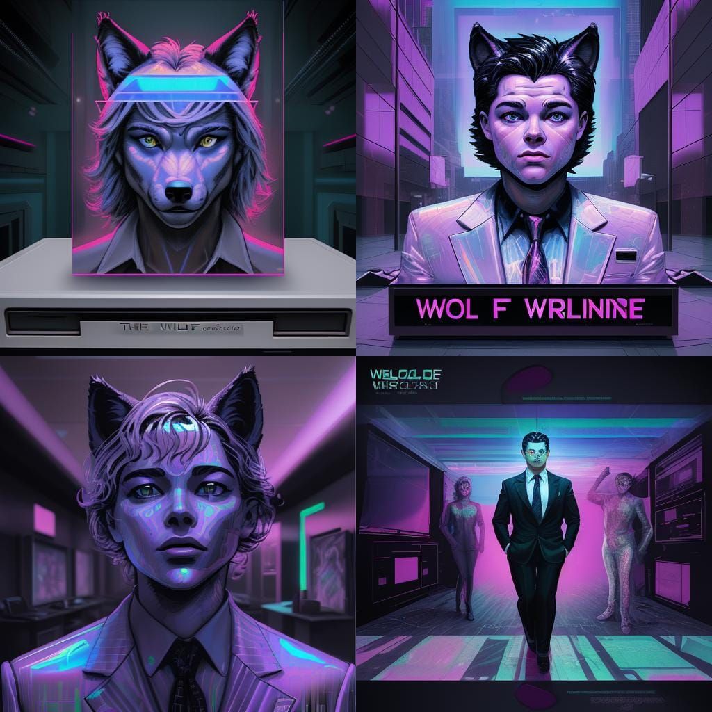 Wolf of Wall Street: Holographic Glitchcore Comic Art