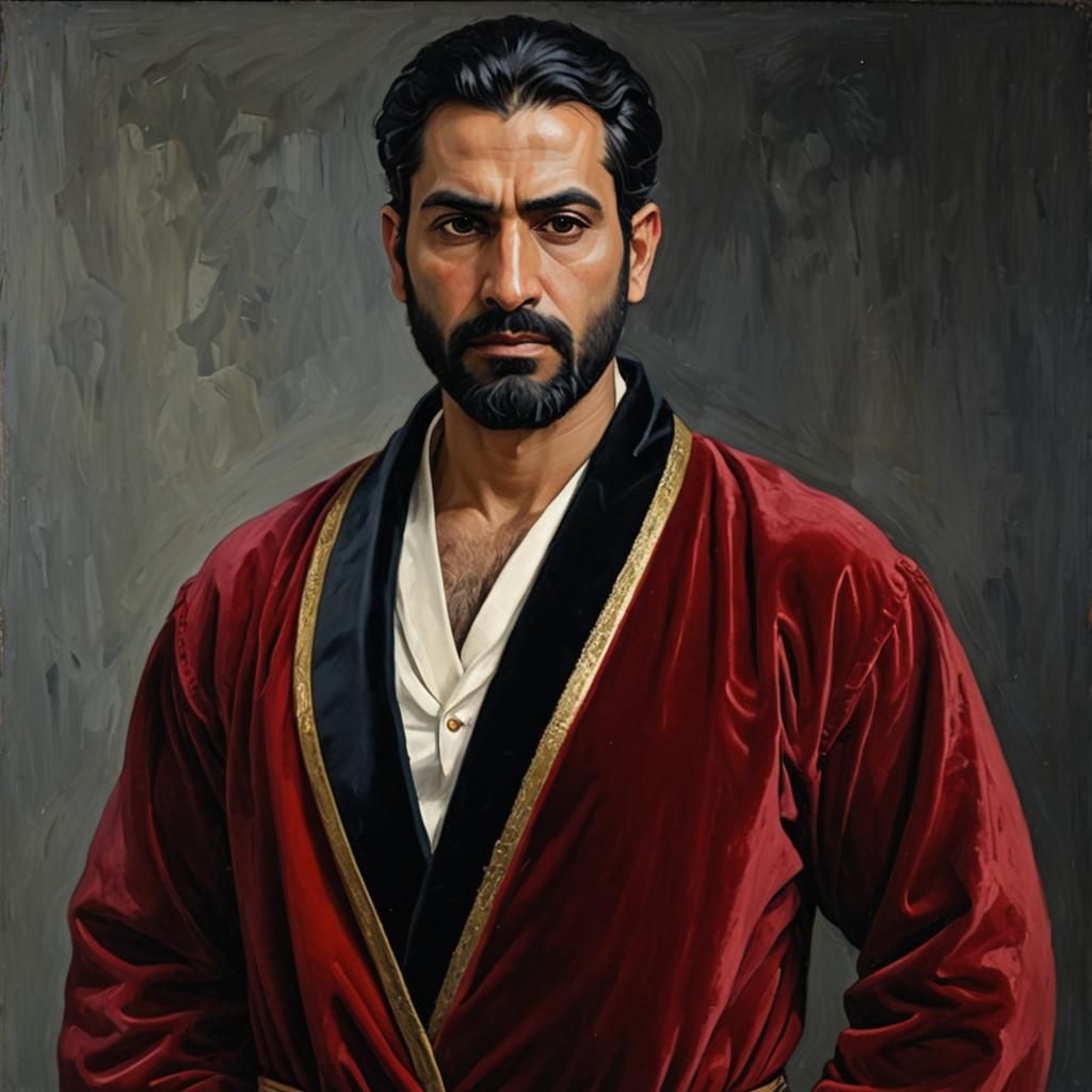 Expressive Portrait in Neo-Impressionist Oil Painting Style