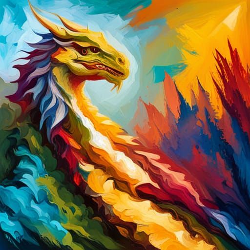 Dragon Palette Knife Painting with Thick Paint