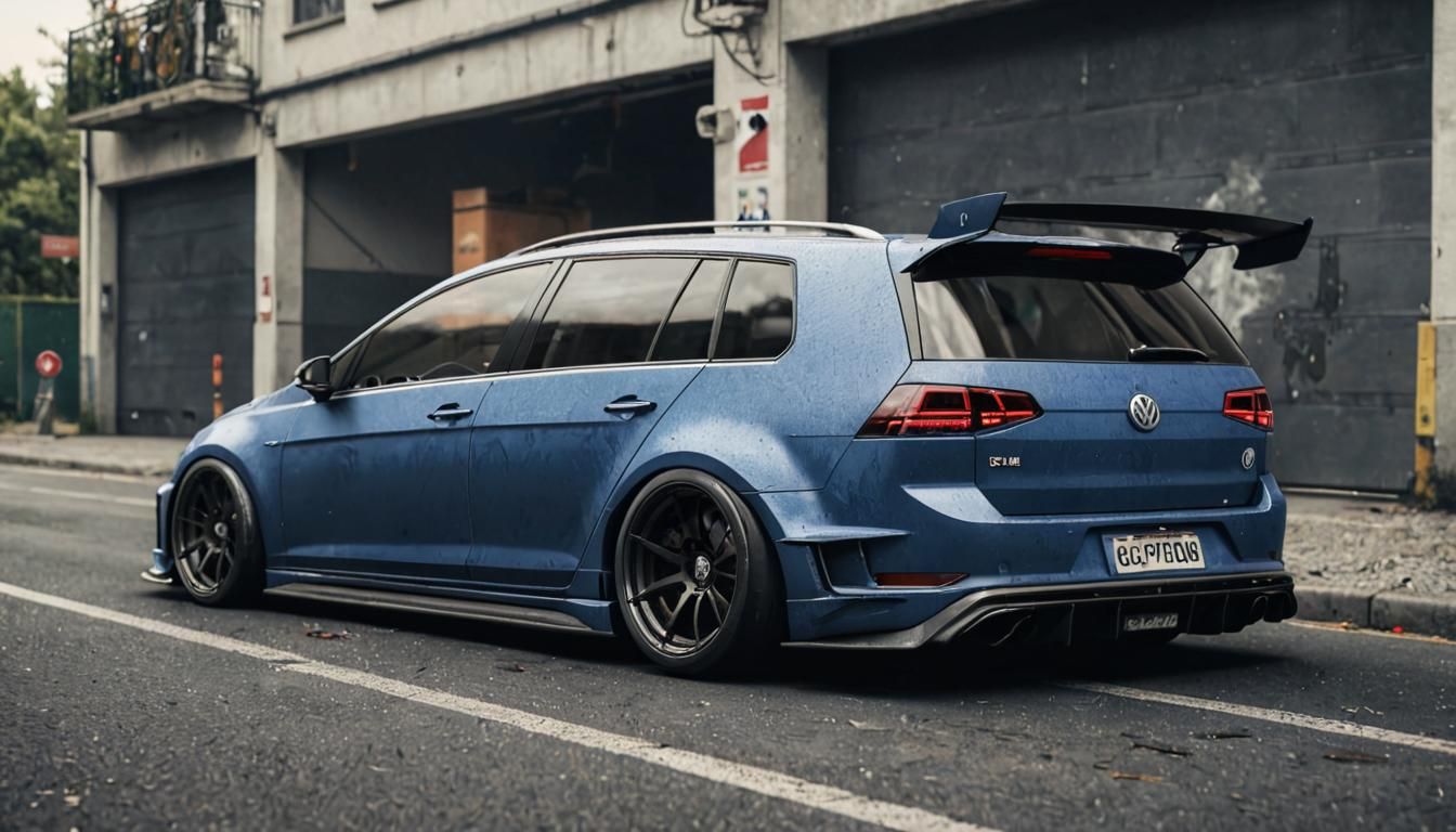 Blue VW Golf 7R Widebody Racecar