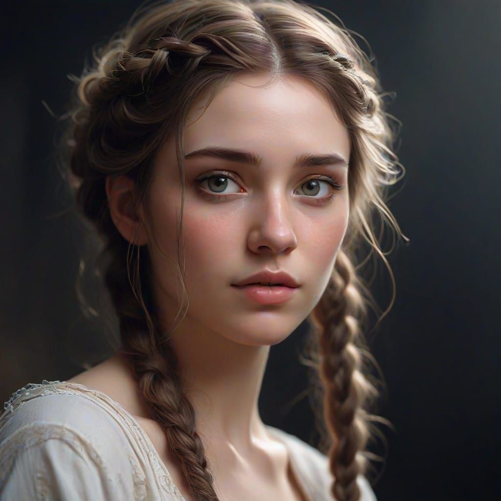 Enchanting Fantasy Portrait in Soft Focus, Moonlit Attire