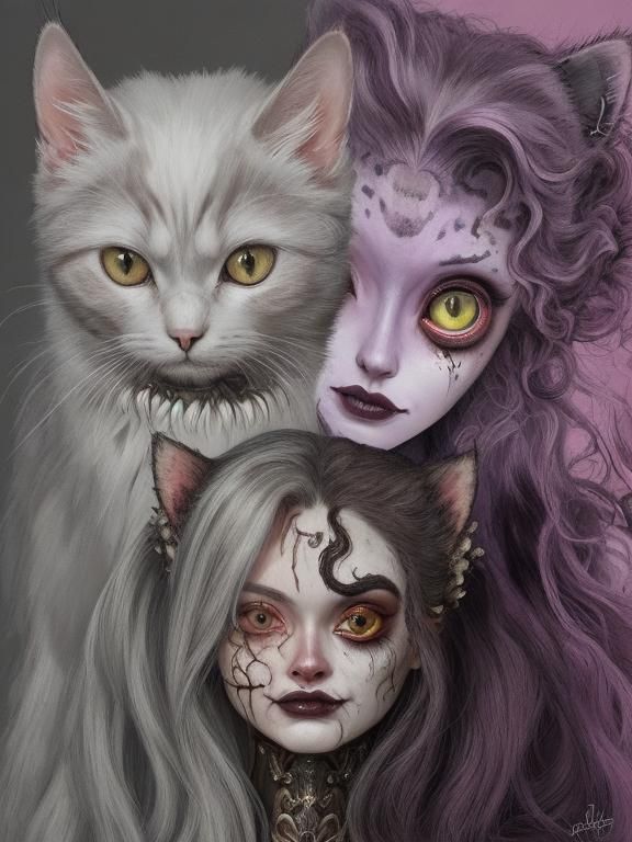 Chaotic Cat-Girl Amalgamation Portrait