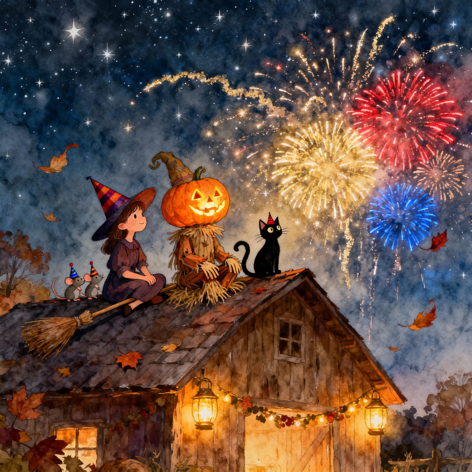 Fairytale Autumn Night: Witch, Scarecrow, and Friends Watch ...
