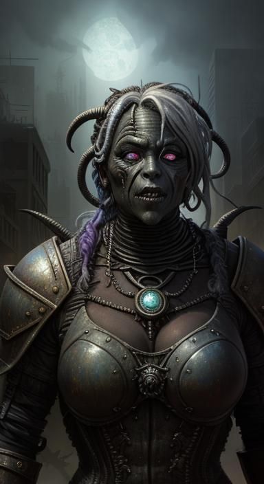 Post-Apocalyptic Drow Portrait in Baroque Style