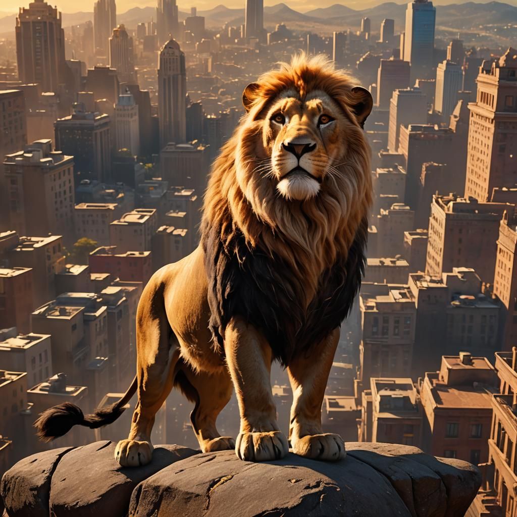 Angry Lion King Surrounded by Money and Luxury