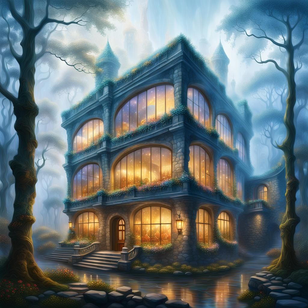 Ethereal Fantasy Architecture in Oil Painting Style