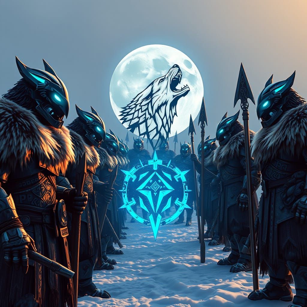 Warriors of the Frostbite Realm in Cyberpunk Norse Armor