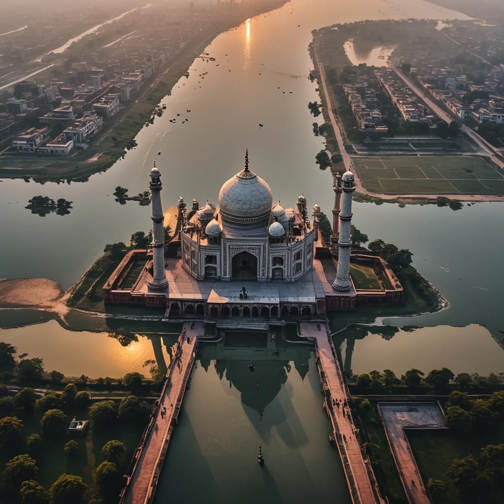 Dramatic Black Diamond Taj Mahal Sunset: Cinematic Drone Sho...