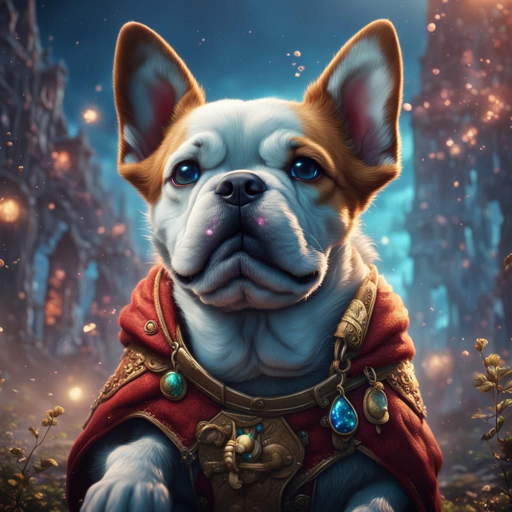 Crying Puppy: Detailed Matte Painting in Deep Color