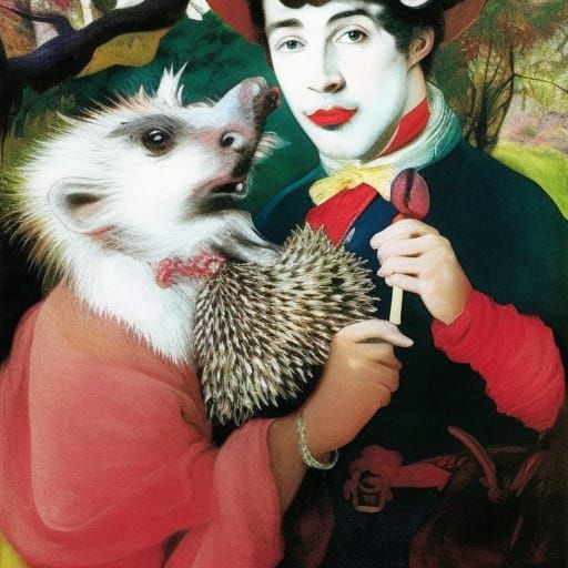 Vampire Warrior Enjoys Spring with Hedgehog and Mouse