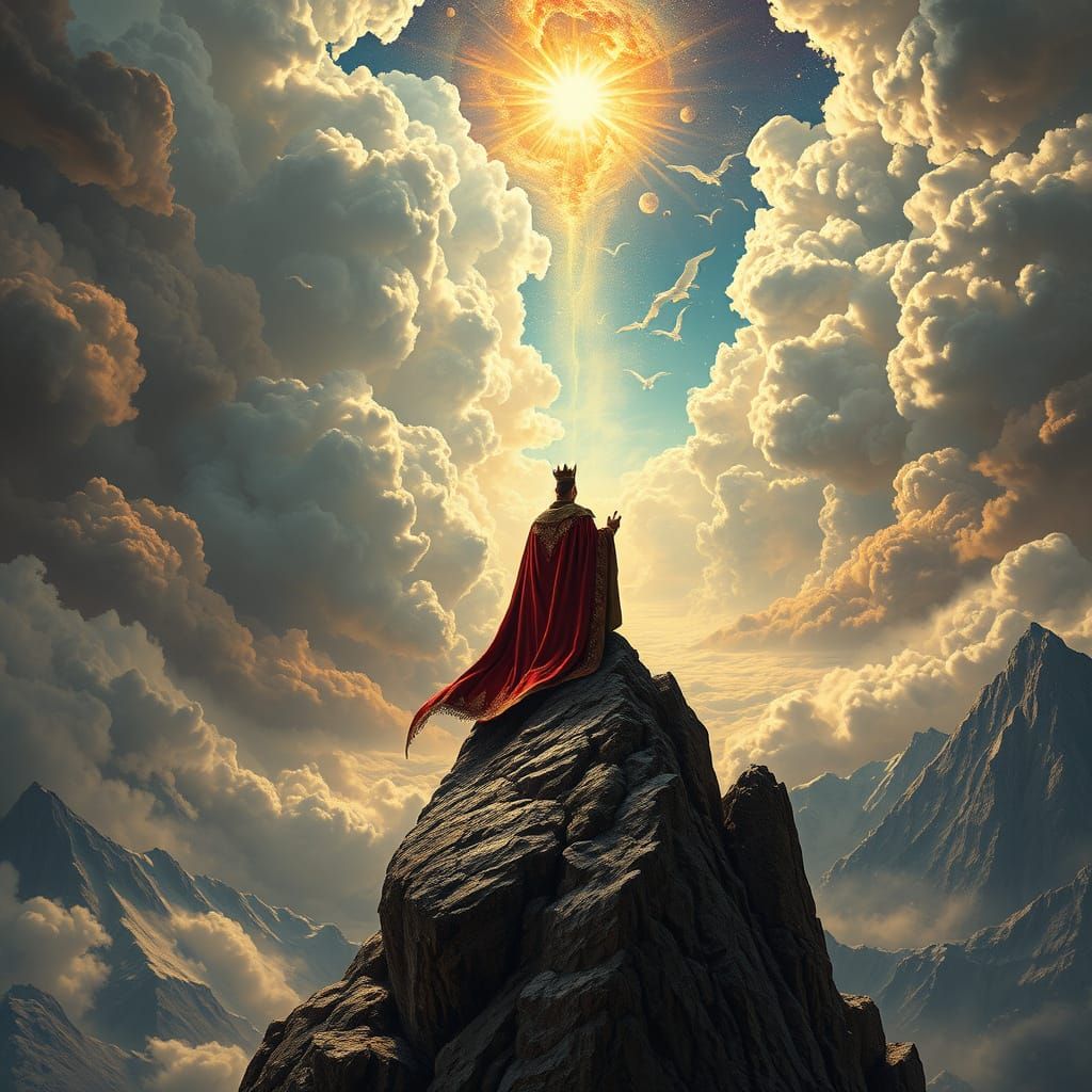 A Regal Figure Surveys a Realm of Infinite Possibilities