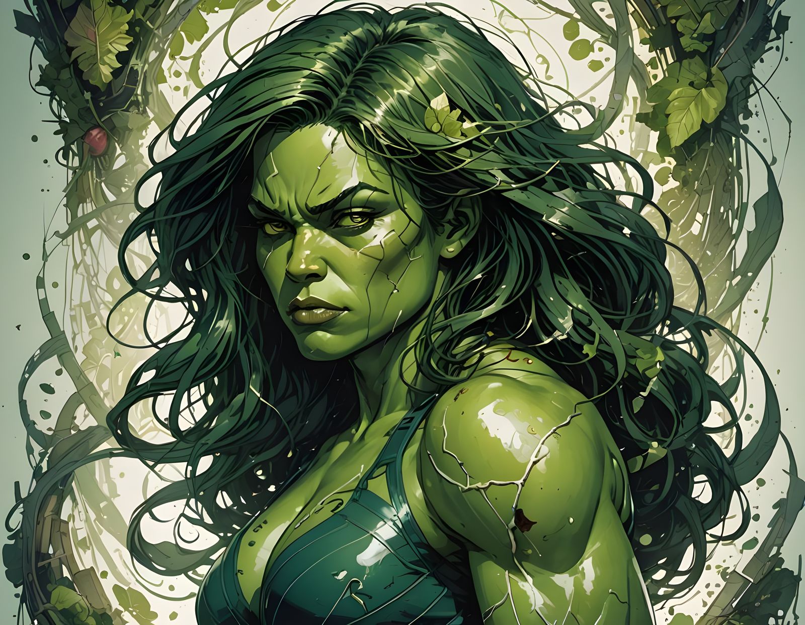 She Hulk Digital Painting with Intricate Details