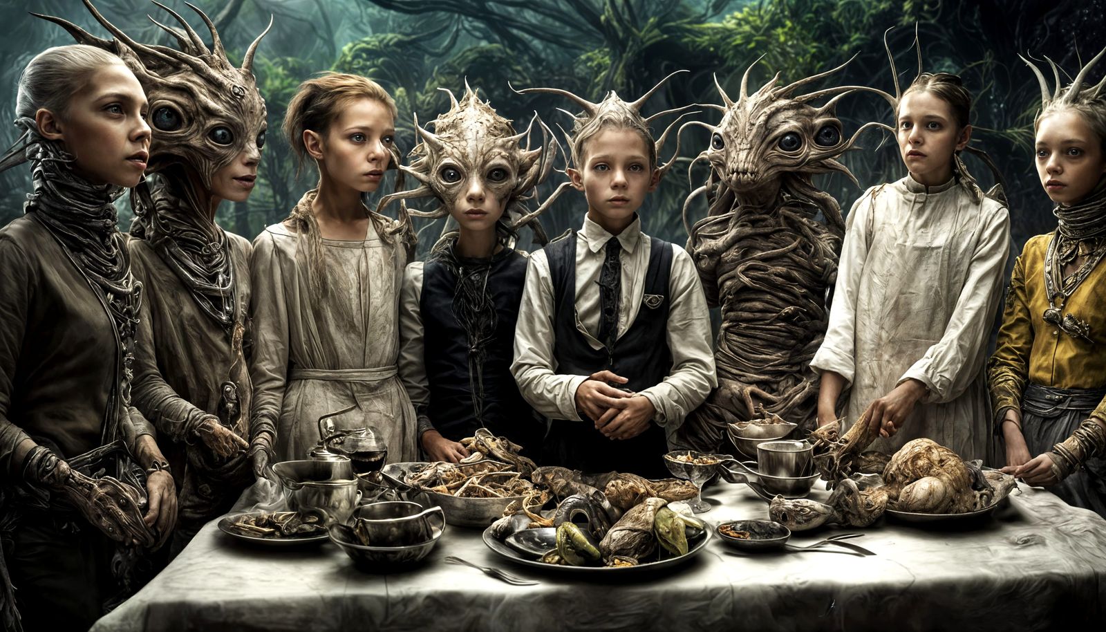 First Day of School at Enoch's 'School for All' at BIstro BIzzarro. The Kids are kinda looking scared - except for the S...