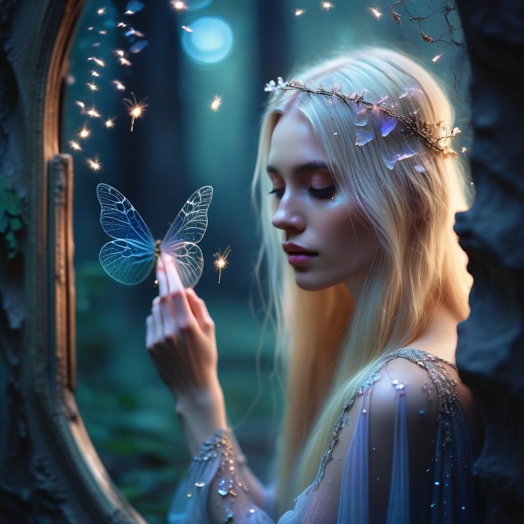 Ethereal Fairy Portrait in Mystical Twilight Forest