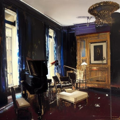 Stockholm Apartment: Piano with Black Accents in Oil